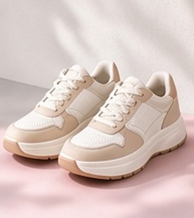 Tenis Chunky blanco y arena